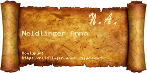 Neidlinger Anna névjegykártya